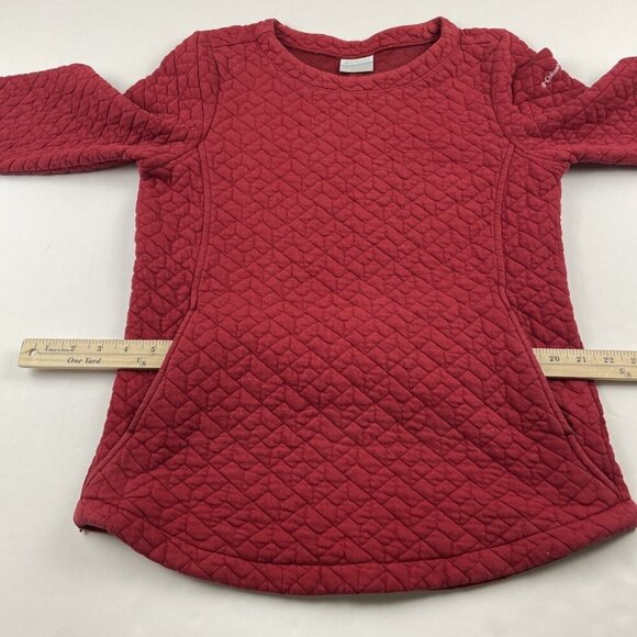 Columbia Lodge Quilted Long Sleeve Sweatshirt Women's S Red Cotton Blend Stretch - Picture 7 of 9